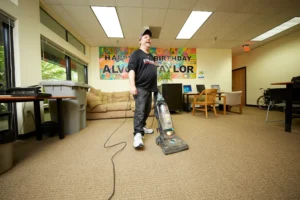 community member cleaning